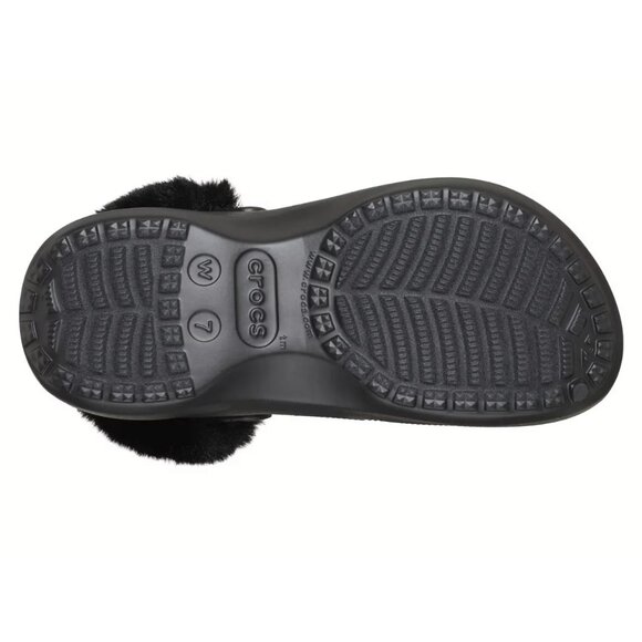 NEW CROCS Sizes 6 - 10 Women's Classic Platform Fuzz Lined Clog - Black - Picture 7 of 7
